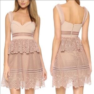 Self-Portrait Pink Lace Mini Dress